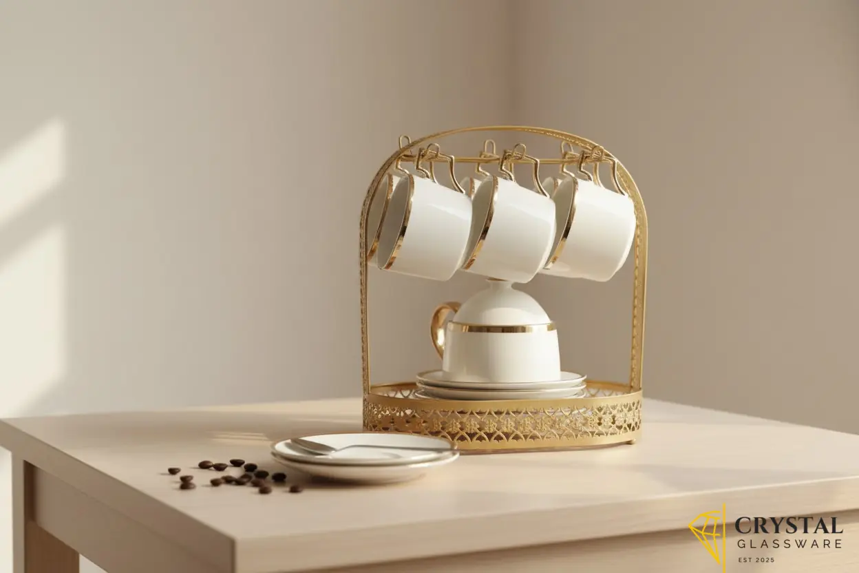 Fine Ceramic Tea Pot Set Luxury Porcelain Tea Set with Metal Holder